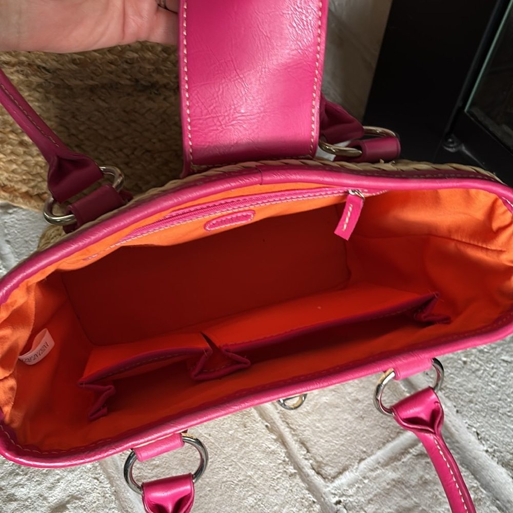 Pink and Tan Woven Handbag - Picture 3 of 4